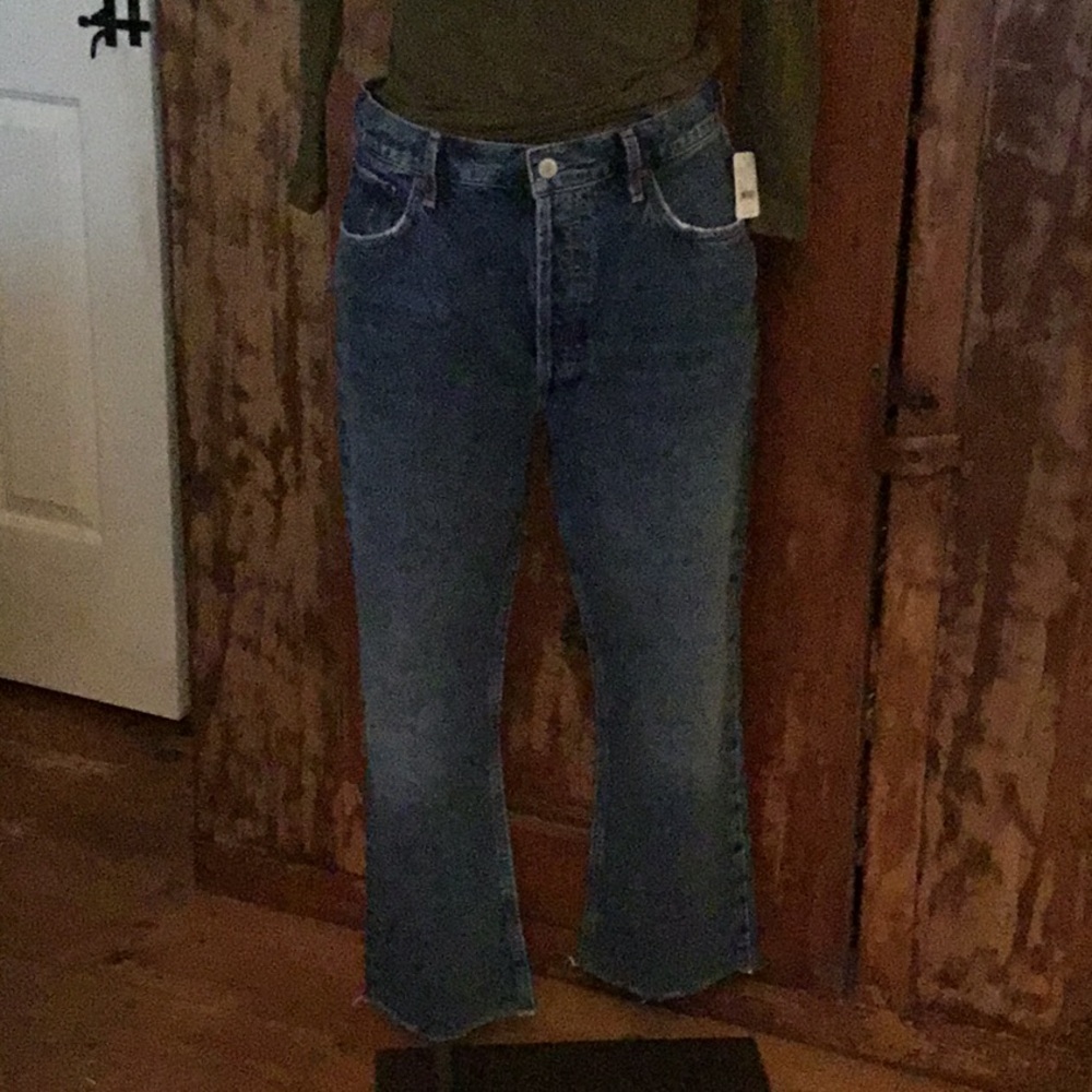 NWT AGOLDE Riley High Waist Straight Crop Jeans